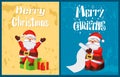 Merry Christmas, Santa Claus Read Wish List, Gifts Royalty Free Stock Photo