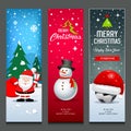 Merry Christmas, Santa Claus, snowman and hat, banners design vertical collections isolated background, vector illustration Royalty Free Stock Photo