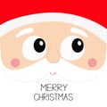 Merry Christmas. Santa Claus square head face icon. Beard, moustaches, white eyebrows, nose, red hat. New Year. Cute cartoon Royalty Free Stock Photo