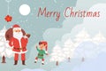 Merry Christmas and Santa Claus vector illustration. Santa Claus and christmas cute elf cartoon character. Happy Royalty Free Stock Photo