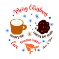 Merry Christmas Santa plate design with place for milk, cookies, carrot for raindeer