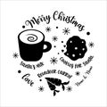 Merry Christmas Santa plate design with place for milk, cookies, carrot for raindeer