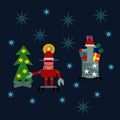 Merry Christmas - Santa and reindeer robots