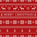 Merry Christmas - scandinavian knitted seamless pattern with deers
