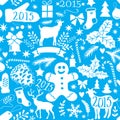 Merry Christmas seamless pattern, Happy New Year background, wrapping paper texture, silhouette.Classic elements Christmas pattern Royalty Free Stock Photo