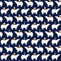 Merry Christmas! Seamless pattern with polar bears Royalty Free Stock Photo