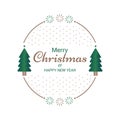 Merry Christmas season greeting card with green color Christmas tree and stars