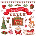 Merry Christmas set. Collection drawn in sketch style Royalty Free Stock Photo