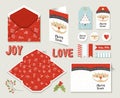 Merry christmas set printable greeting card cute Royalty Free Stock Photo