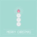 Merry Christmas shining candle button applique Dash line Flat design