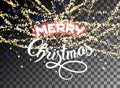 Merry Christmas shining gold glitter snowfall Royalty Free Stock Photo