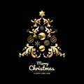 Beautiful golden luxury abstract christmas tree icon vector Royalty Free Stock Photo