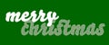 Merry Christmas in green and white unique pattern for sign, banner, header, leaderboard. Lettering illustration.