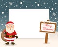 Merry Christmas Sign Frame & Santa Claus Royalty Free Stock Photo