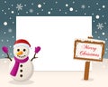 Merry Christmas Sign Frame - Snowman Royalty Free Stock Photo