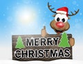 Merry christmas sign happy reindeer Royalty Free Stock Photo