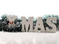 Merry Christmas sign of wooden letters, isolated on white