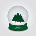 Merry Christmas snow globe with christmas tree and snow Royalty Free Stock Photo