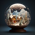 Merry christmas snow globe with a house 2 Royalty Free Stock Photo