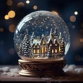 Merry christmas snow globe with a house 4 Royalty Free Stock Photo