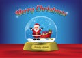 Merry Christmas globe Santa with Santa sleigh Royalty Free Stock Photo