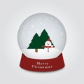 Merry Christmas snow globe with snowman and christmas tree Royalty Free Stock Photo