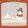 Merry Christmas, Snowman made of paper in winter background Royalty Free Stock Photo