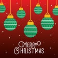 Merry christmas spheres hanging vector design Royalty Free Stock Photo