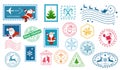 Merry Christmas stamp and postmarks Royalty Free Stock Photo