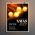 Merry christmas stylish flyer poster design with balls decoration