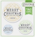 Merry Christmas Tags, Label, Coaster Letterpress Design. Royalty Free Stock Photo