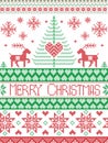 Merry Christmas Tall Scandinavian Printed Textile style and inspired by Norwegian Christmas and festive winter seamless pattern