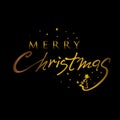 Merry Christmas Text Background. Golden text on black background.