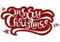 Merry Christmas text Calligraphic Lettering design card template. Royalty Free Stock Photo