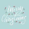 Merry Christmas text cute card. Traditional xmas holiday greeting text. Modern lettering party invitation. Vector Royalty Free Stock Photo