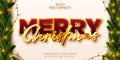 Merry christmas text effect, editable shiny gold text style