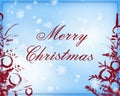 Merry Christmas text in light blue and dark red color