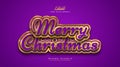 Merry Christmas Text in Luxurious Purple and Gold and Textured Effect