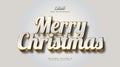 Merry Christmas Text in Luxurious White and Gold with 3D Embossed Effect