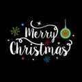 Merry christmas text with ornamend and black background