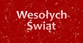 Merry Christmas text in Polish Wesolych Swiat on red backgroun