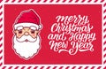 Merry Christmas text and Santa Claus face in frame Royalty Free Stock Photo