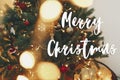 Merry christmas text, seasons greetings, beautiful stylish chris Royalty Free Stock Photo