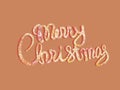 Merry Christmas text sign, illustration. Handwritten glitter sparkle sign on golden background. Festive greeting card, space for