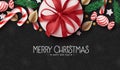 Merry christmas text vector background design. Christmas gift and xmas ornaments in elegant pattern space Royalty Free Stock Photo