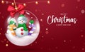 Merry christmas text vector design. Christmas and happy new year greeting with snow man character Royalty Free Stock Photo