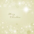 Merry Christmas text written on gold Christmas sparkly bright background. Christmas card