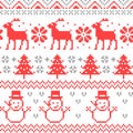 Merry Christmas Traditional Scandinavian Knitting Pixel Seamless Pattern