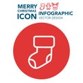 Merry Christmas traditional sock simple icon happy new year concept illustration