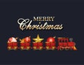 Merry christmas train with spheres vector design Royalty Free Stock Photo